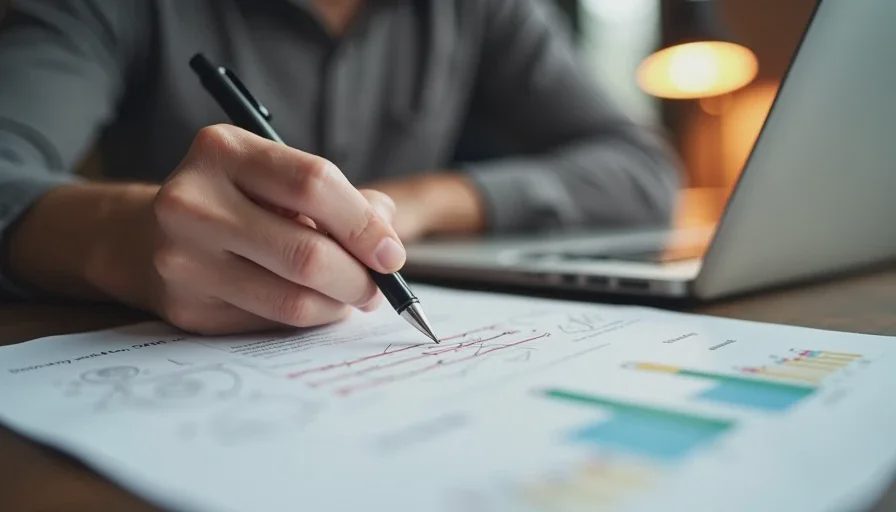 Manager reviewing output metrics as AI-fast worker outpaces slow peer.